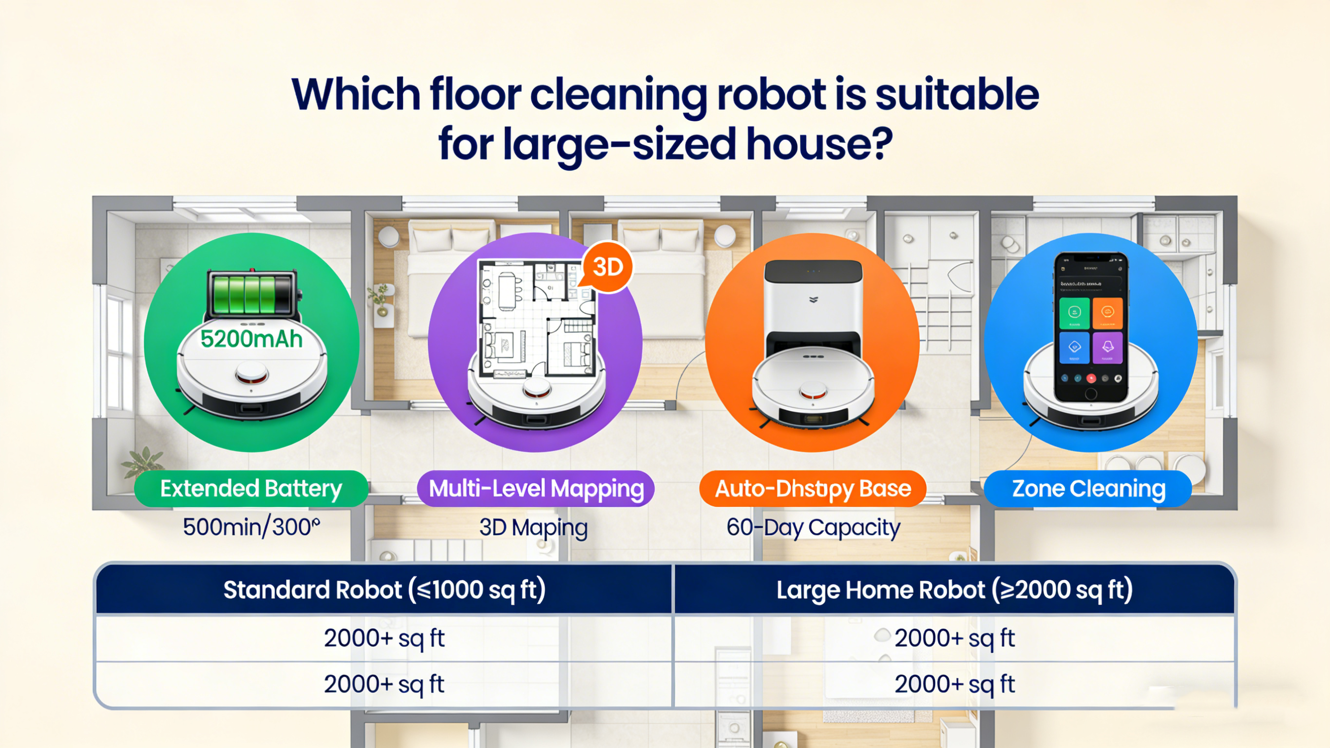 大規模住宅に適した床掃除ロボットはどれ?