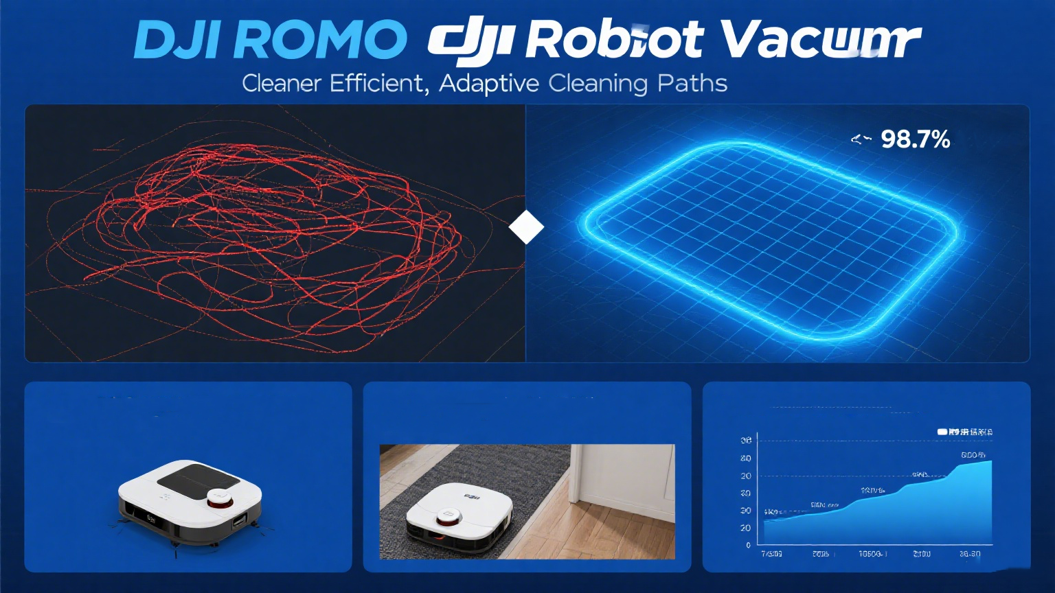 DJI ROMO ロボット掃除機 効率的で適応性のある掃除パス